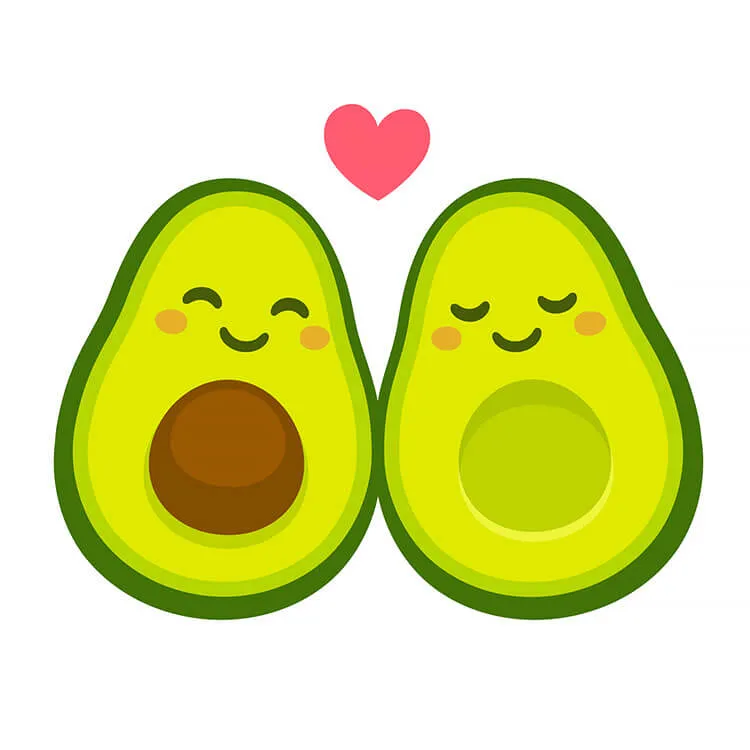 Avocado-par med hjerte tegning