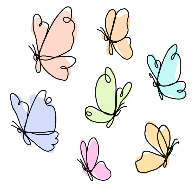 Lätta pastellfjärilar i pastell