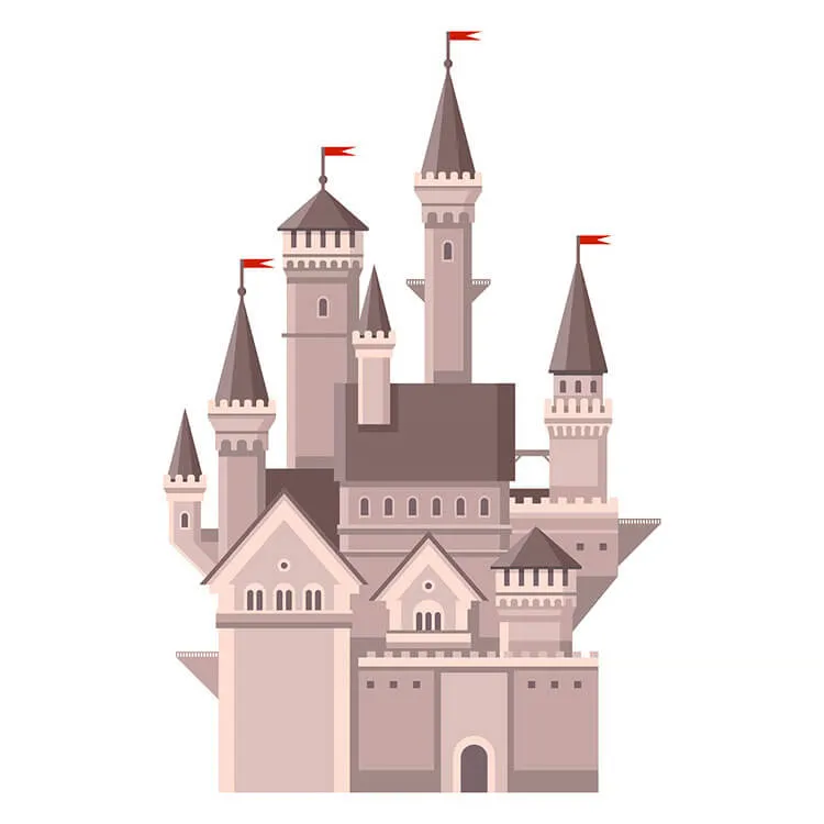 Schloss mit roten Fahnen