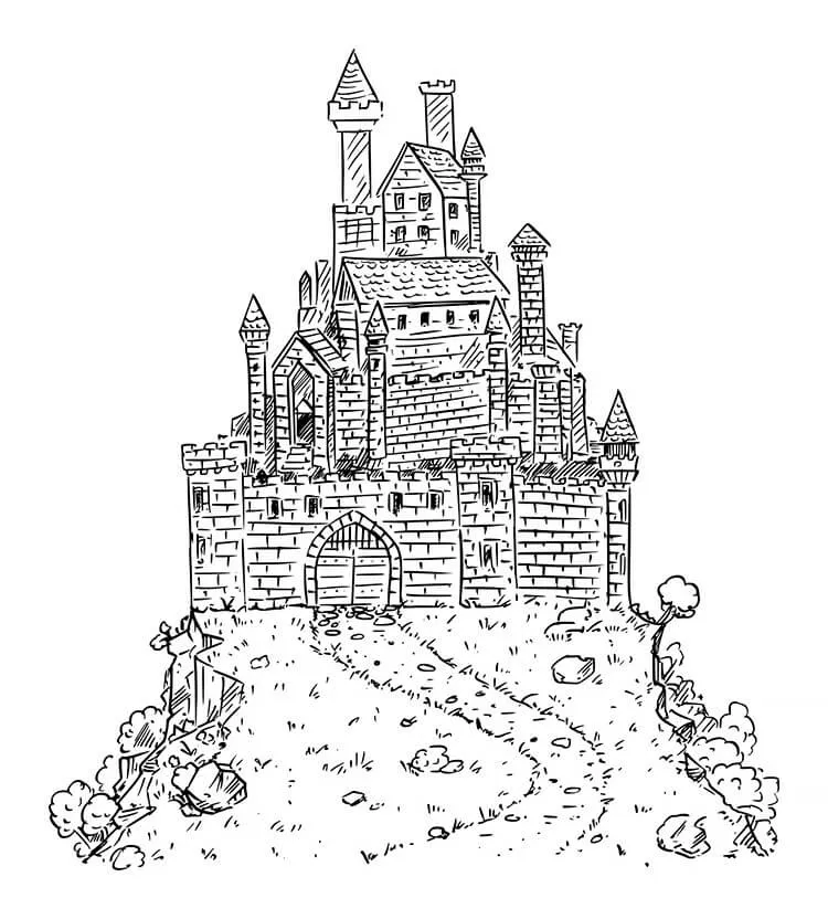 Schloss auf einem Hügel Skizze