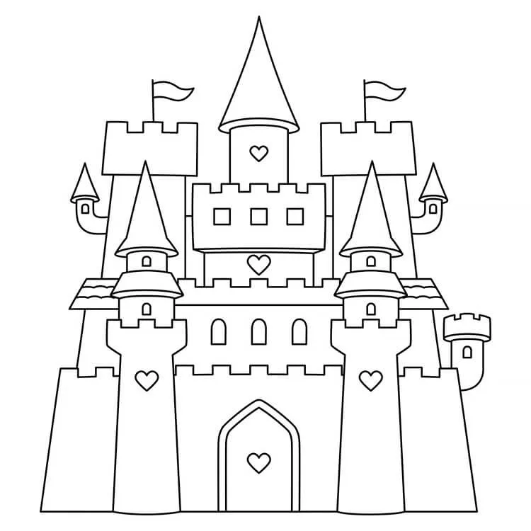 Slott med hjärtan ritning