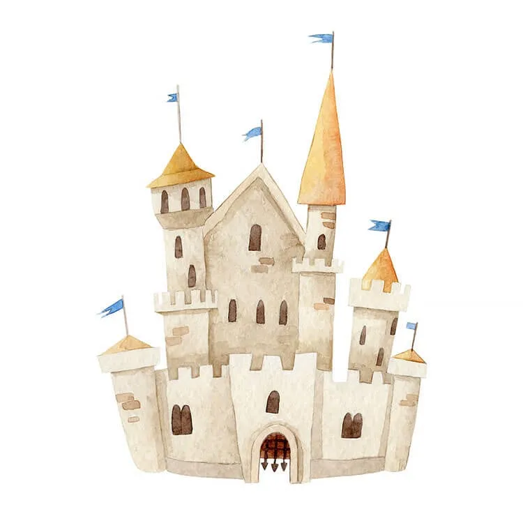 Akvarel Stredoveký hrad