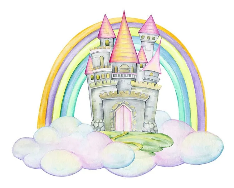 Castelo arco-iris aguarela