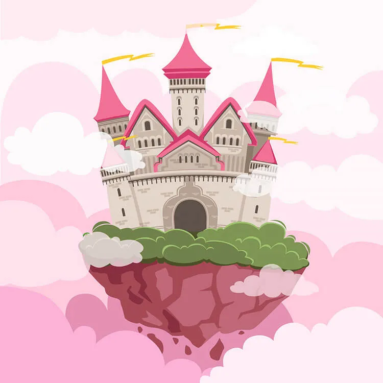 Castelo de conto de fadas cor-de-rosa