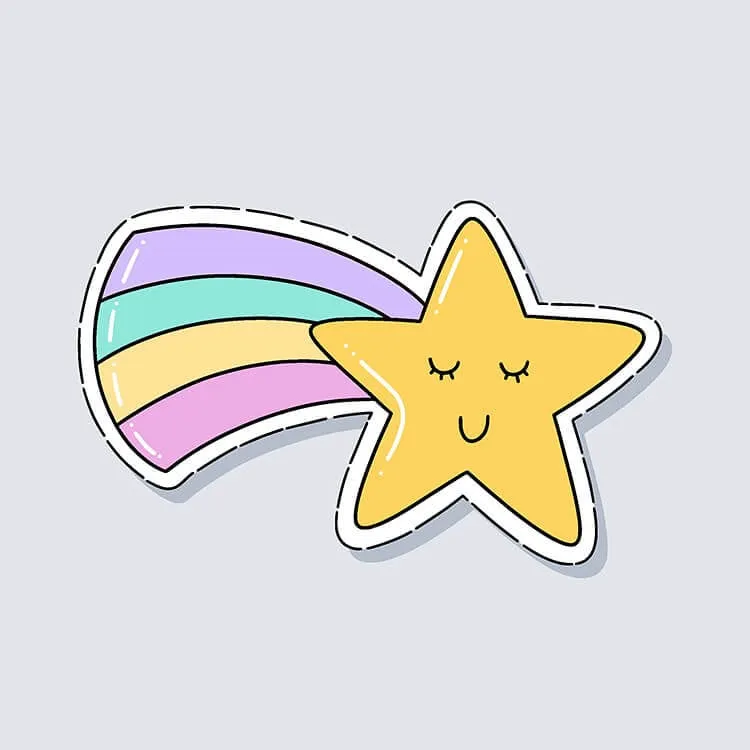 Stjerne med pastelregnbue tegning