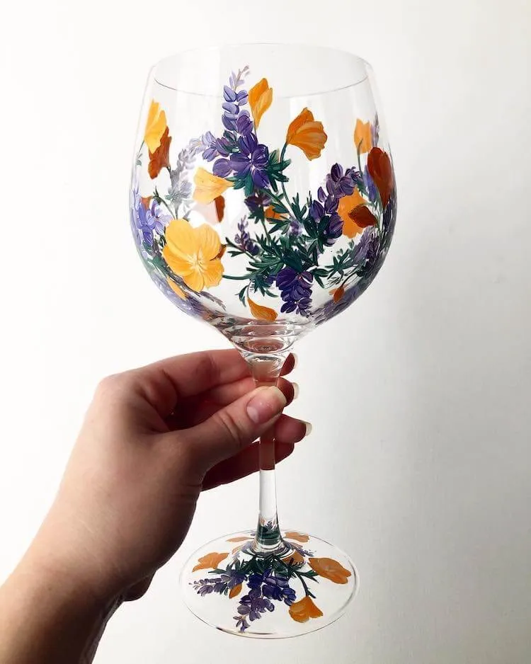 pintura floral en vidrio