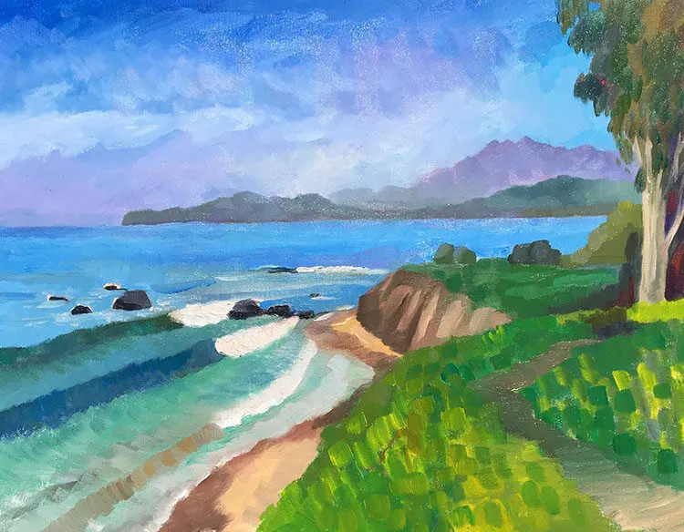 pintura de escena de playa