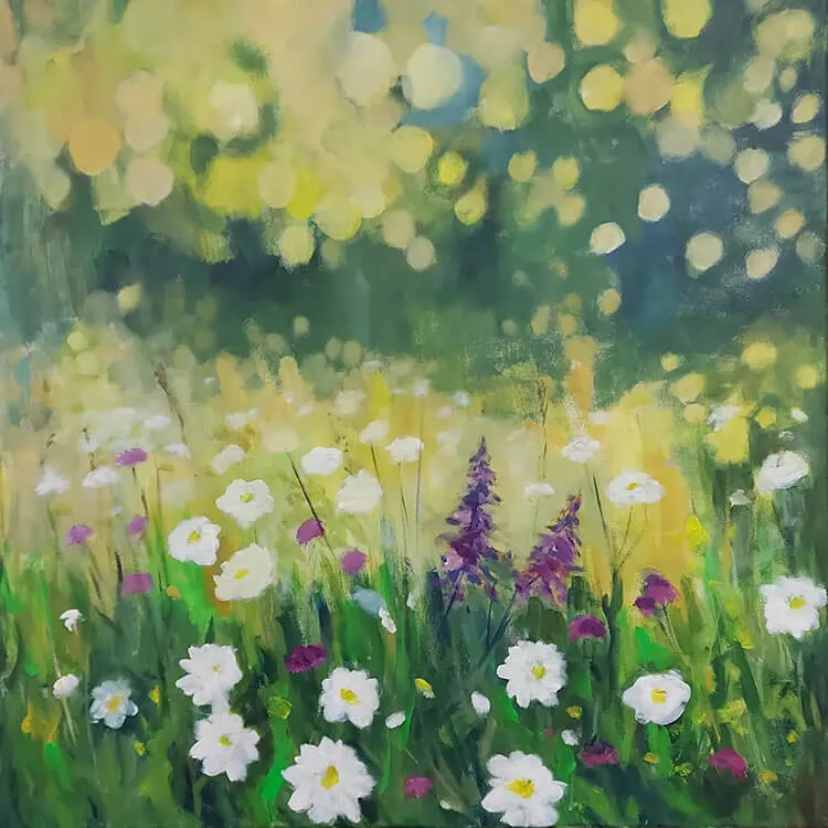 pintura prado de flores
