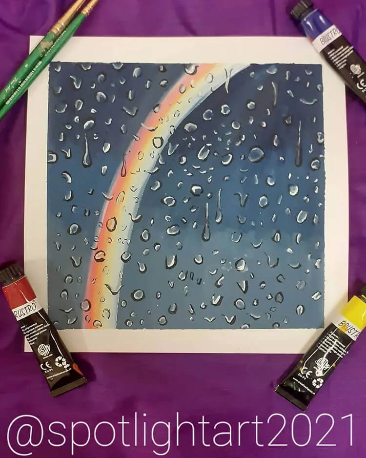 arco iris con gotas de lluvia